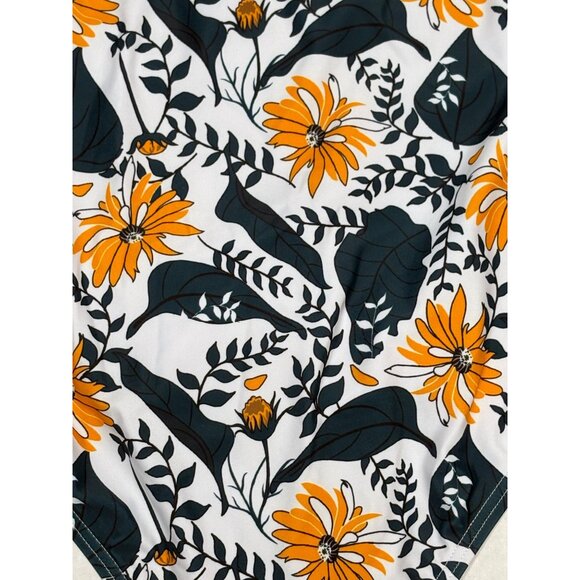 High Waisted Floral Print Bikini Bottom Strappy Side Design Size 22 Dark Teal - Picture 4 of 6